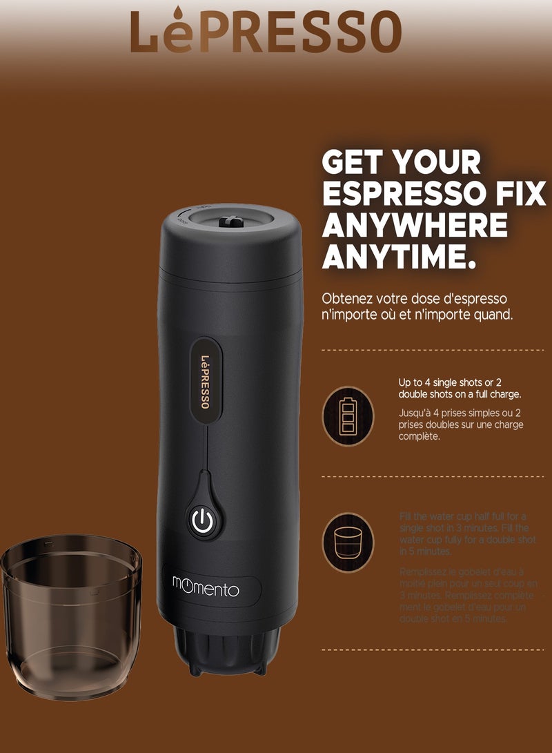 Momento Coffee Maker 2.0 Portable Espresso Coffee Machine 75W 2500mAh - Black