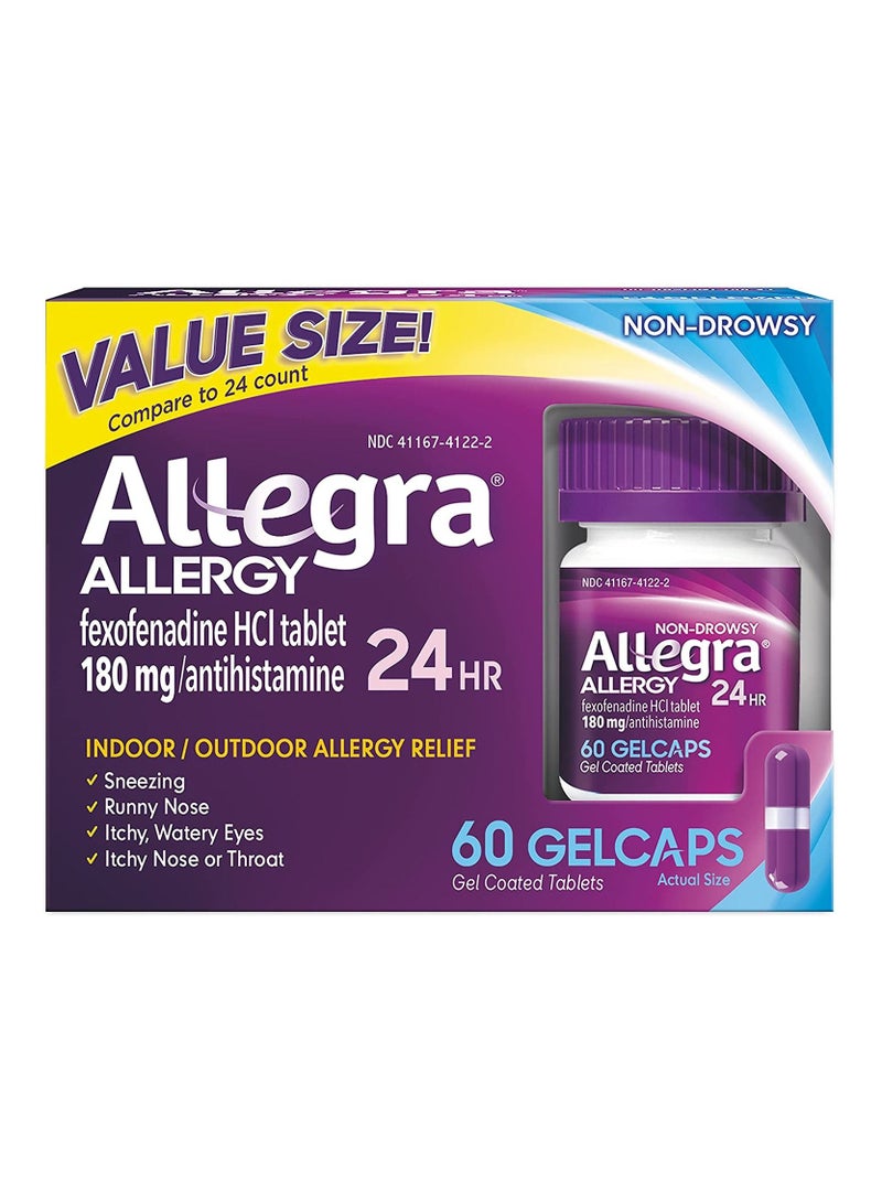 Allegra Adult Non Drowsy Antihistamine Gelcaps Fast acting Allergy Symptom Relief