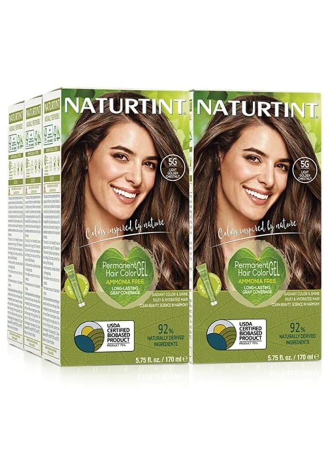 Permanent Hair Color 5G Light Golden Chestnut (Pack of 6), Ammonia Free, Vegan, Cruelty Free, up to 100% Gray Coverage, Long Lasting Results
