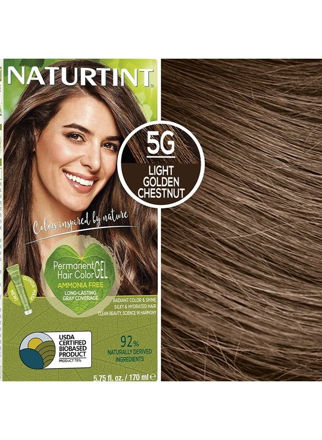 Permanent Hair Color 5G Light Golden Chestnut (Pack of 6), Ammonia Free, Vegan, Cruelty Free, up to 100% Gray Coverage, Long Lasting Results
