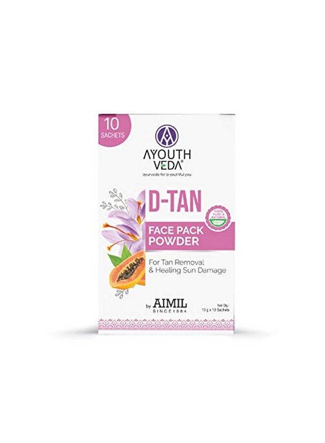 Dtan Face Pack Powder For Tan Sun Damage Oil Control Acne Pimples Anti Blemishes Pigmentation Tanning & Tanning & Brightening [10 Sachets (10G Each)] (Pack Of 1)