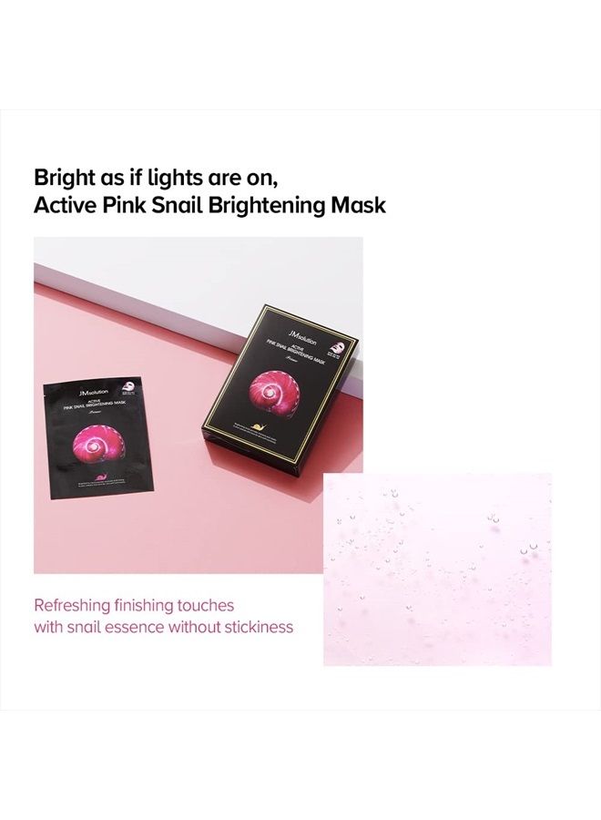 Active Pink Snail Regenerating Korean facial Skin Care Mask -Vitamin B Bright Nourishing Glow Mask-10 sheets for all skin