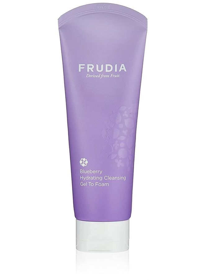 WELCOS FRUDIA Blueberry Hydrating Cleansing Gel to Foam | Hydrating Facial Cleanser for Men & Women | Face Wash for Dry Skin Oily Skin & Sensitive Skin Facial Skin Care Products (Pack of 1, 4.9 fl oz)