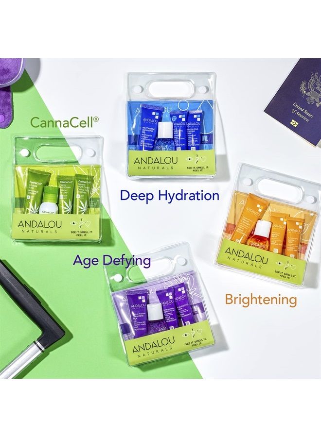Andalou Natural, On The Go Essentials - The DEEP HYDRATION Routine, Travel Friendly, TSA- Approved, Reusable Bag (4 Pcs)
