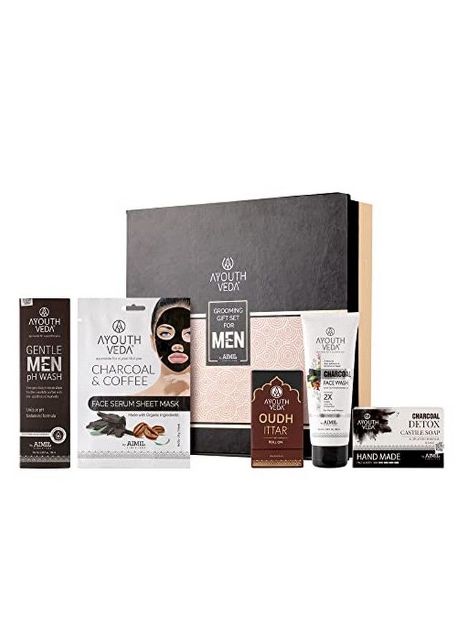 Gift Hamper For Brother Activated Charcoal Face Wash Charcoal & Coffee Face Serum Sheet Mask Gentle Men Ph Wash Oudh Natural Ittar Charcoal Detox Castile Soap Brightens