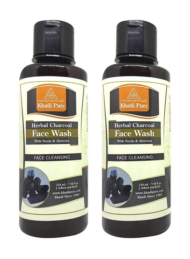 Herbal Charcoal Face Wash With Neem & Aloe Vera 210 Ml (Pack Of 2) Black