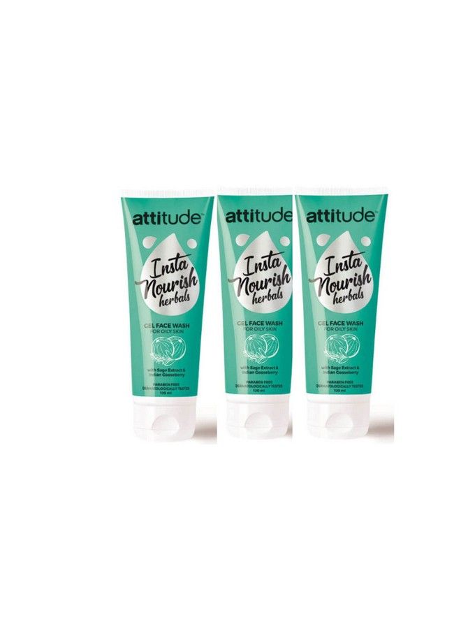 Attitude Insta Nourish Herbals Gel Face Wash 100Ml Pack Of 3