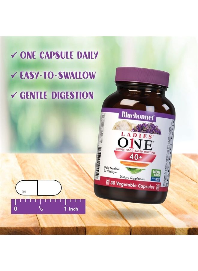 Nutrition Ladies' ONE 40+ Whole Food-Bed Multiple, Women Multivitamin for Women 40+, Soy-Free, Non-GMO, Gluten Free, 60 Vegetable Capsules, 60 Servings