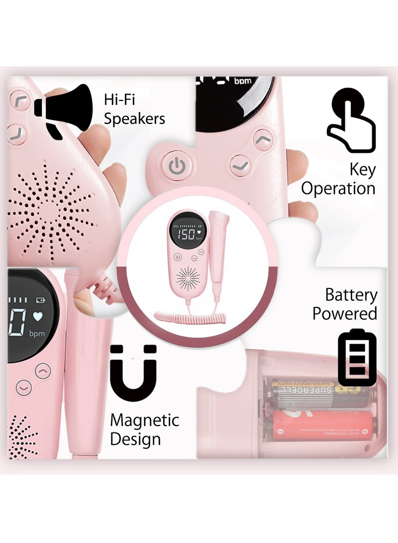 Britzgo Doppler Ultrasound Baby Heart Rate Detector LED Heartbeat Monitor Radiation Free Stethoscope Portable Maternity Ultrasound Heart Rate Monitor
