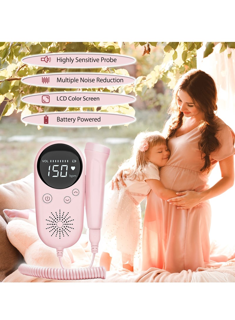 Britzgo Doppler Ultrasound Baby Heart Rate Detector LED Heartbeat Monitor Radiation Free Stethoscope Portable Maternity Ultrasound Heart Rate Monitor