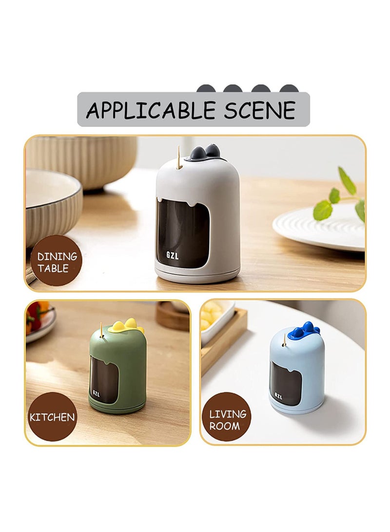 Toothpick Holder-Toothpick Dispenser Automatic Cute Dinosaur Design Funny Holder For Teething Cleaning Portable (Grey)