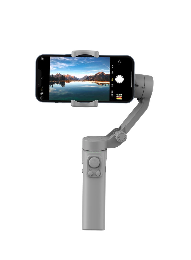 2200 mAh 3-Axis Gimbal Stabilizer With AI Face & Object Tracking, Rolling, Pitching & Pan Angles, Versatile Sooting Modes, 7 Hrs Continous Working Time, Built In Battery, Android/iOS App Grey