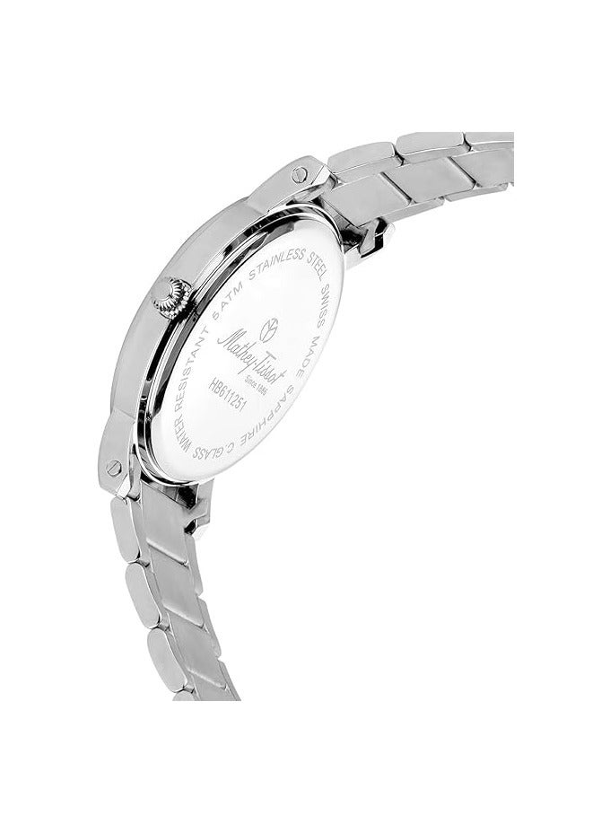 City Metal HB611251MABR Mens Quartz Watch, Analog Display and Stainless Steel Strap, Silver