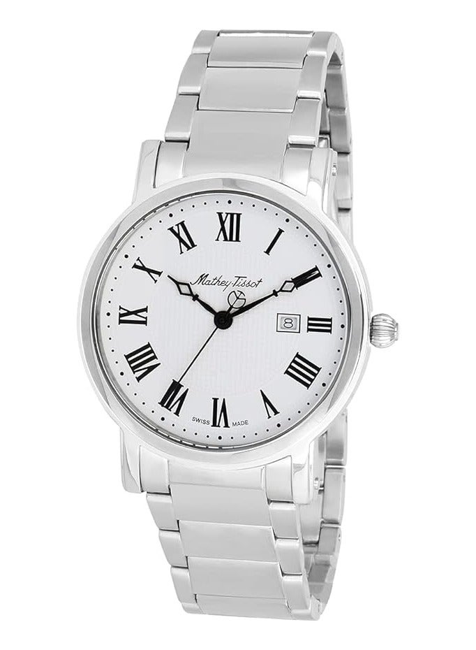City Metal HB611251MABR Mens Quartz Watch, Analog Display and Stainless Steel Strap, Silver