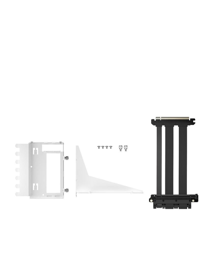 Fractal Design Flex 2 Vertical Riser Bracket, Vertical GPU Bracket, PCIe Riser Cable 195 Mm, 2 X 6-32 Captive Screws, 2 X 6-32 Thumbscrews For PCI Slot White | FD-A-FLX2-002
