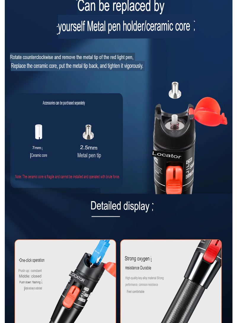Visual Fault Locator, 1-60km Fiber Optic Red Light Pen, Vfl Optical Fiber Cable Fault Tester, Red Light Pen For Network Fiber Cable Test, Fiber Optic Source Tester Detector Meter,(30mw Purple)