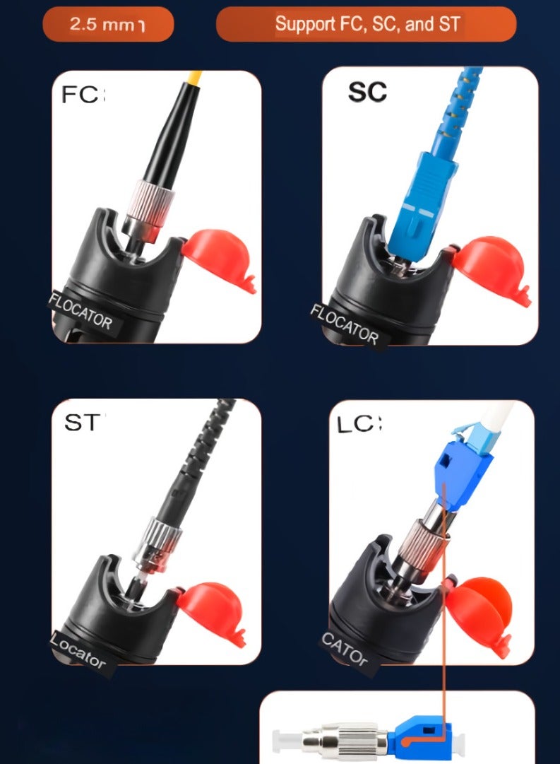 Visual Fault Locator, 1-60km Fiber Optic Red Light Pen, Vfl Optical Fiber Cable Fault Tester, Red Light Pen For Network Fiber Cable Test, Fiber Optic Source Tester Detector Meter, (15mw Blue+Orange)