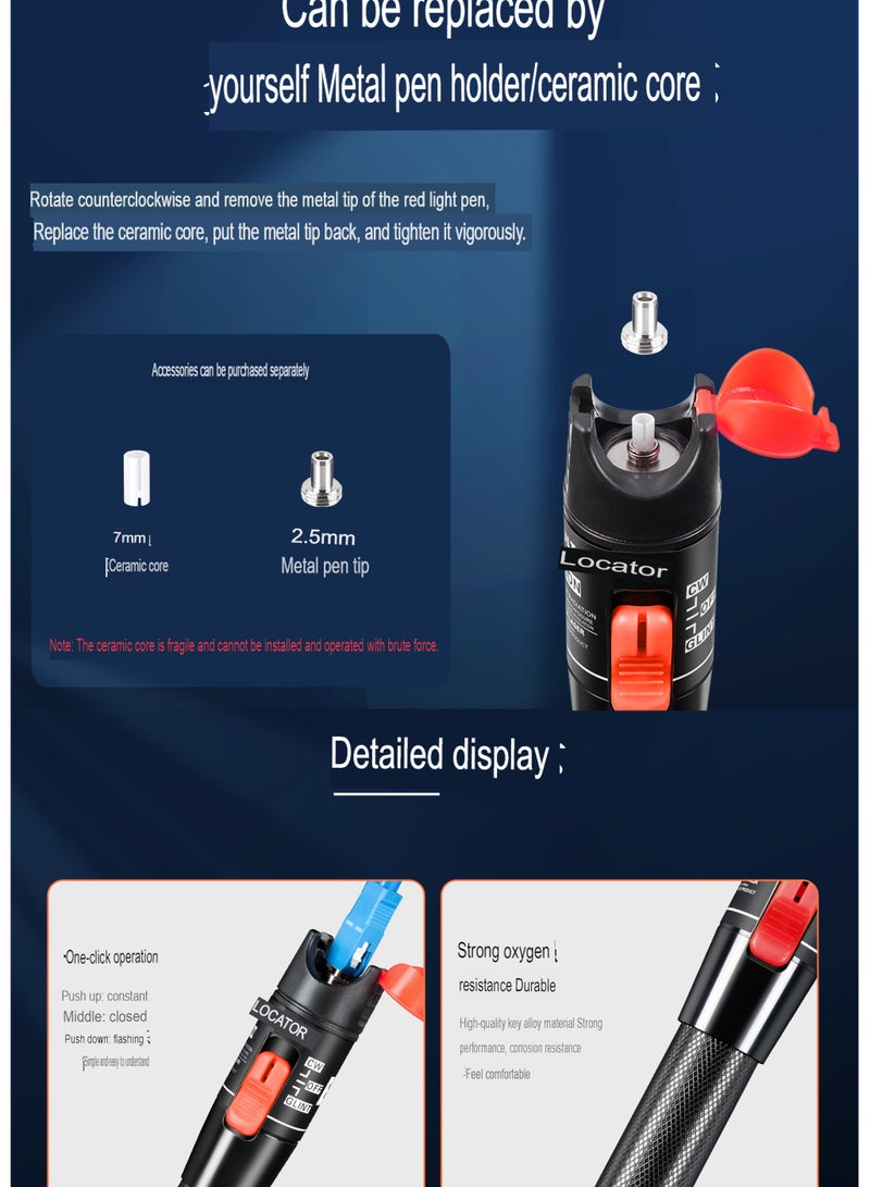 Visual Fault Locator, 1-60km Fiber Optic Red Light Pen, Vfl Optical Fiber Cable Fault Tester, Red Light Pen For Network Fiber Cable Test, Fiber Optic Source Tester Detector Meter, ( 5mw Blue)