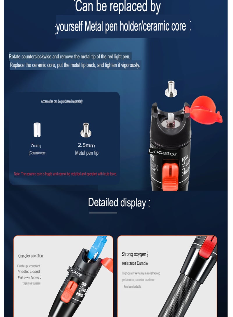 Visual Fault Locator, 1-60km Fiber Optic Red Light Pen, Vfl Optical Fiber Cable Fault Tester, Red Light Pen For Network Fiber Cable Test, Fiber Optic Source Tester Detector Meter, (10mw Orange)