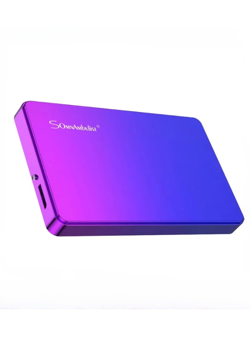 External Hard Drive, USB3.0 Ultra Slim HDD Storage Device, Portable Compact High-speed Mobile Hard Disk Compatible for Pc, Desktop, Mobiles, Laptop, Game Console, Ps4, (Gradient Blue Purple, 320GB)