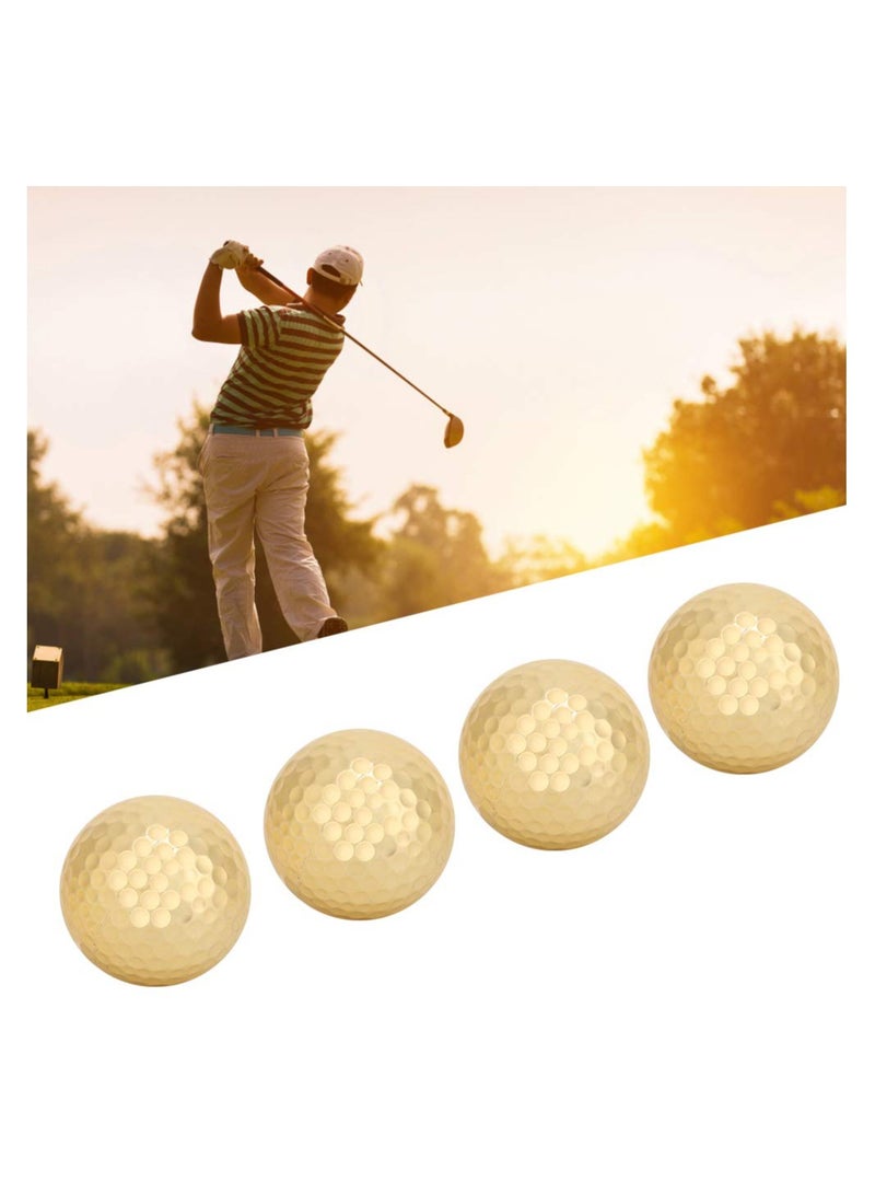 KASTWAVE Golden Golf Balls, 4Pcs Gold Plating Double Layer Golf Ball, Golf Balls Bulk, Golf Ball Accessory for Golf Clubs Golfers Lovers Beginners Golf Practicing