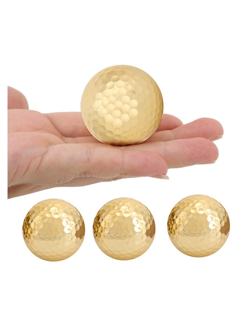 KASTWAVE Golden Golf Balls, 4Pcs Gold Plating Double Layer Golf Ball, Golf Balls Bulk, Golf Ball Accessory for Golf Clubs Golfers Lovers Beginners Golf Practicing