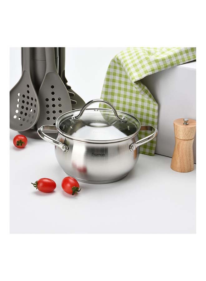 Casserole With Glass Lid Martinez Series 18/10 Stainless Steel Multi-Layered Induction Bottom
20x11cm/3.5LTR Silver