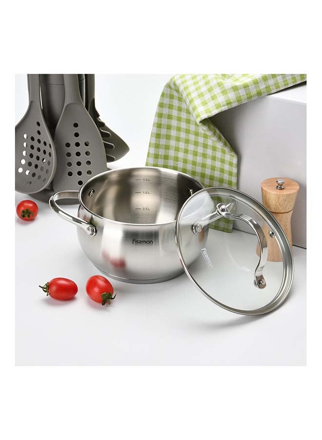 Casserole With Glass Lid Martinez Series 18/10 Stainless Steel Multi-Layered Induction Bottom
20x11cm/3.5LTR Silver