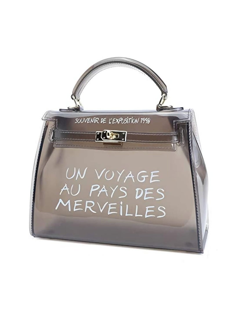 2019 Clear Transparent PVC Bag Fashion Bags For WomenJelly Shoulder Bag Beach Letter Candy Women Crossbody Luxury  Handbag