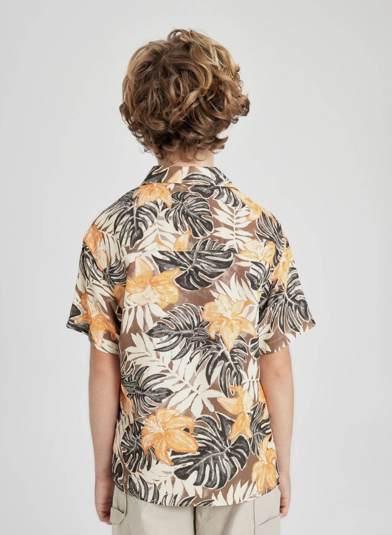 Boy Oversize Fit Patterned Viscose Shirt