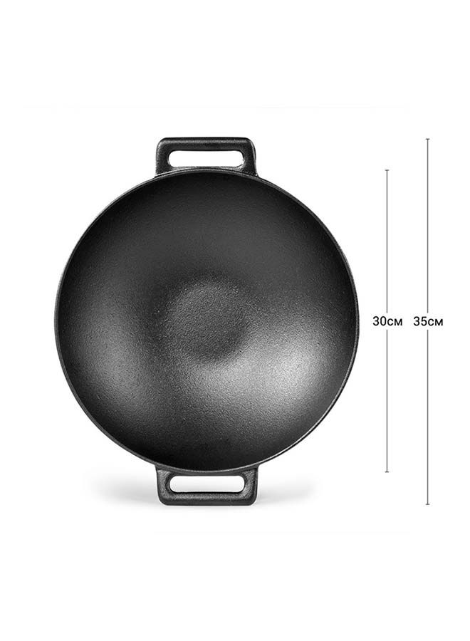 Wok Cast Iron Non-Stick Coating with Handles,  Deep Shape, Thick Walls and Compatible With Gas, Electric, Glass-Ceramic And Induction 30.6x8cm/3.1LTR