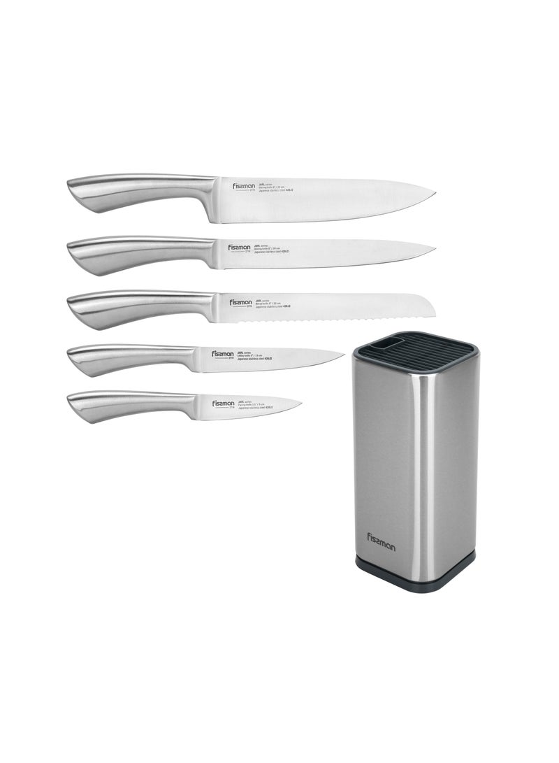 6-Piece Knife Set Jarl with Metal Block 420J2 Steel