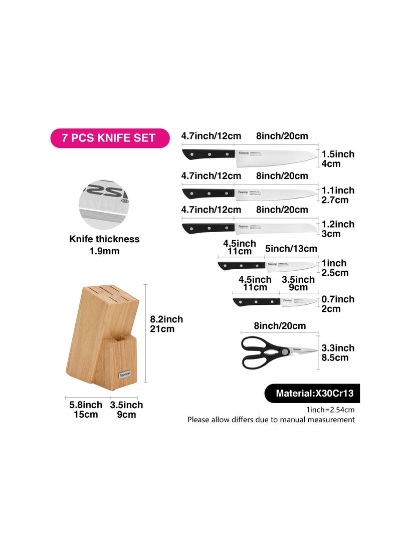 Fissman 7-Piece Knife Set Kanematsu with Wooden Block