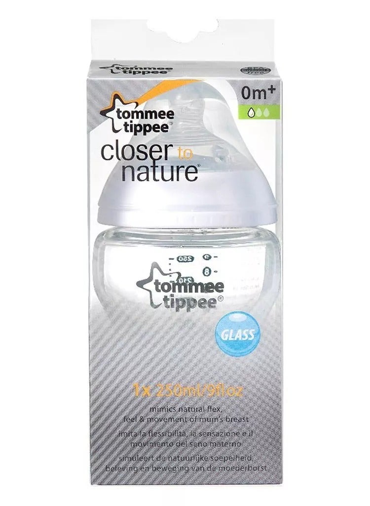 Closer To Nature Glass Feeding Bottle For 0 Months+ Babies 250 ML