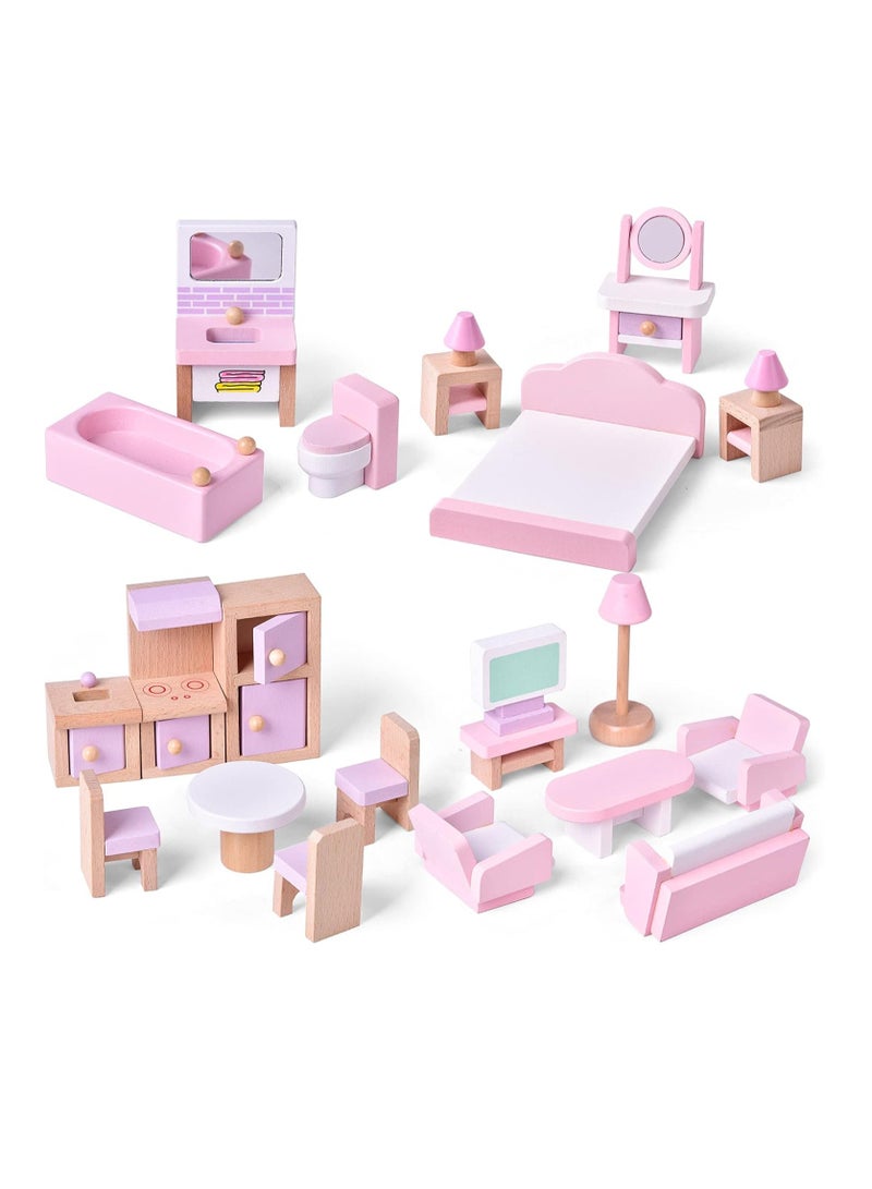 Mini House Furniture Set, durable plastic dollhouse furniture set, role-playing parent-child interactive game, Miniature Doll House Accessories for children, (6303B small bathroom)