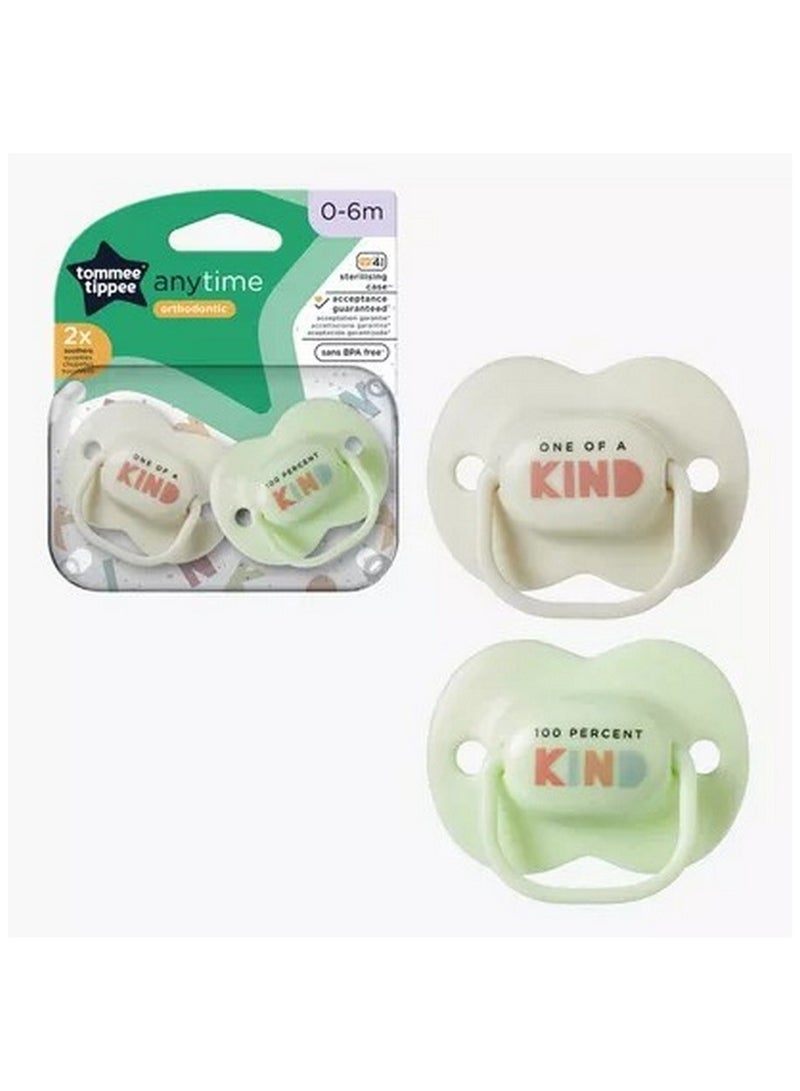 2 Piece Assorted Anytime Orthodontic Soother Set 06 Months