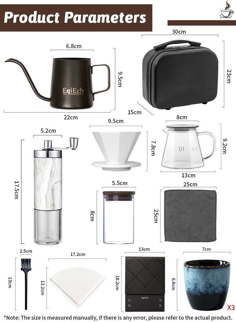 V60 Coffee Set,12-Piece Completed Drip Coffee Maker Set,All in 1 Portable Travel Bag