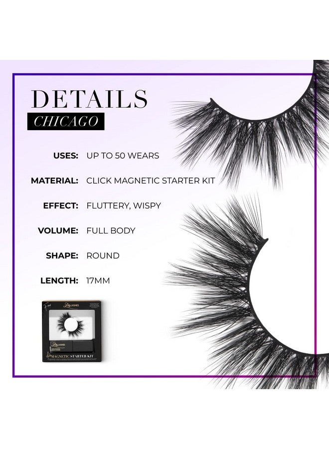 Click Magnetic Starter Kit Magnetic Eyelashes And Eyelash Glue False Eyelashes With Magnetic Liquid Eyeliner Natural, Self Adhesive Eyelashes For Wispy Lashes Lash Extension Kit