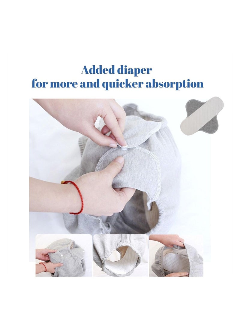 Incontinence Underwear for Men & Women, TPU Leakage-Proof Adult Cloth Diaper Nappy with Inserts, Reusable & Washable Absorbent Urinary Briefs for The Elderly, Disabled, Postpartum (L, Grey)
