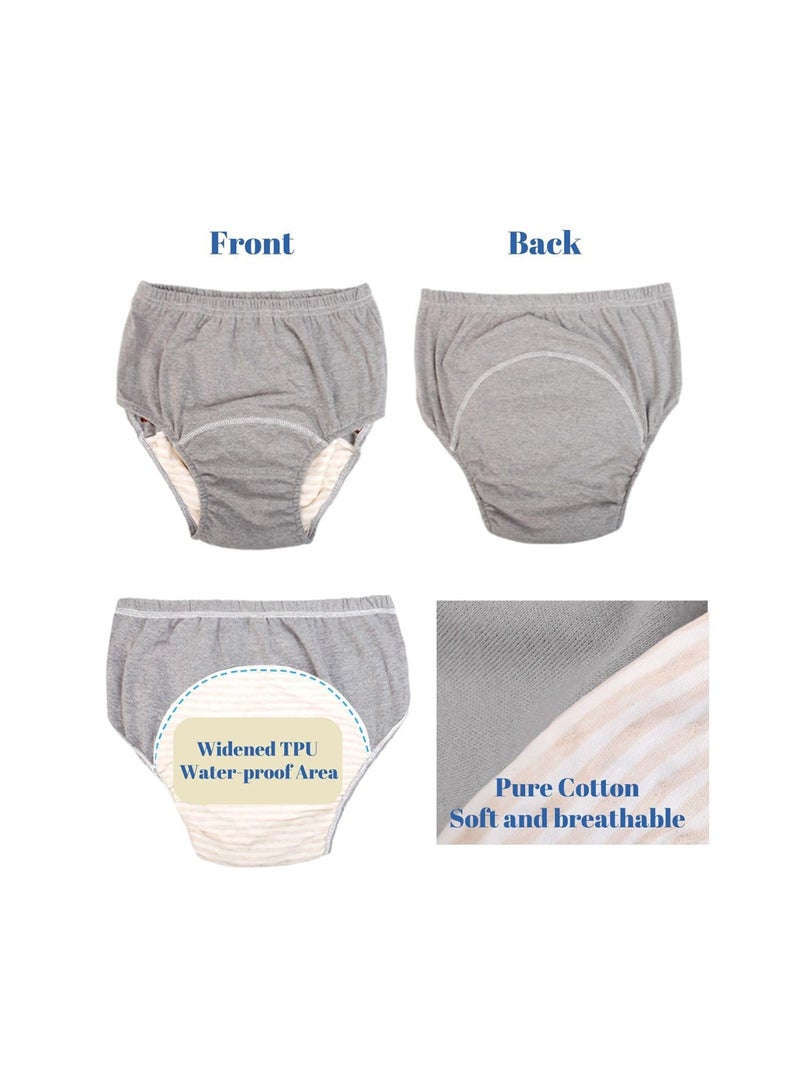 Incontinence Underwear for Men & Women, TPU Leakage-Proof Adult Cloth Diaper Nappy with Inserts, Reusable & Washable Absorbent Urinary Briefs for The Elderly, Disabled, Postpartum (L, Grey)