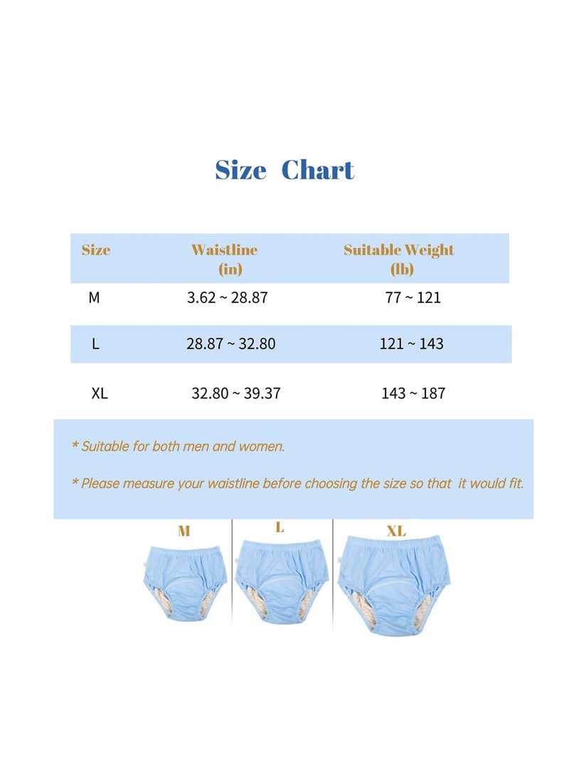 Incontinence Underwear for Men & Women, TPU Leakage-Proof Adult Cloth Diaper Nappy with Inserts, Reusable & Washable Absorbent Urinary Briefs for The Elderly, Disabled, Postpartum (L, Grey)