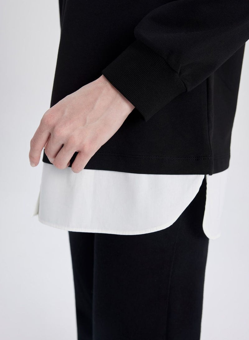 Regular Fit Sweatshirt Fabric Long Sleeve Tunic