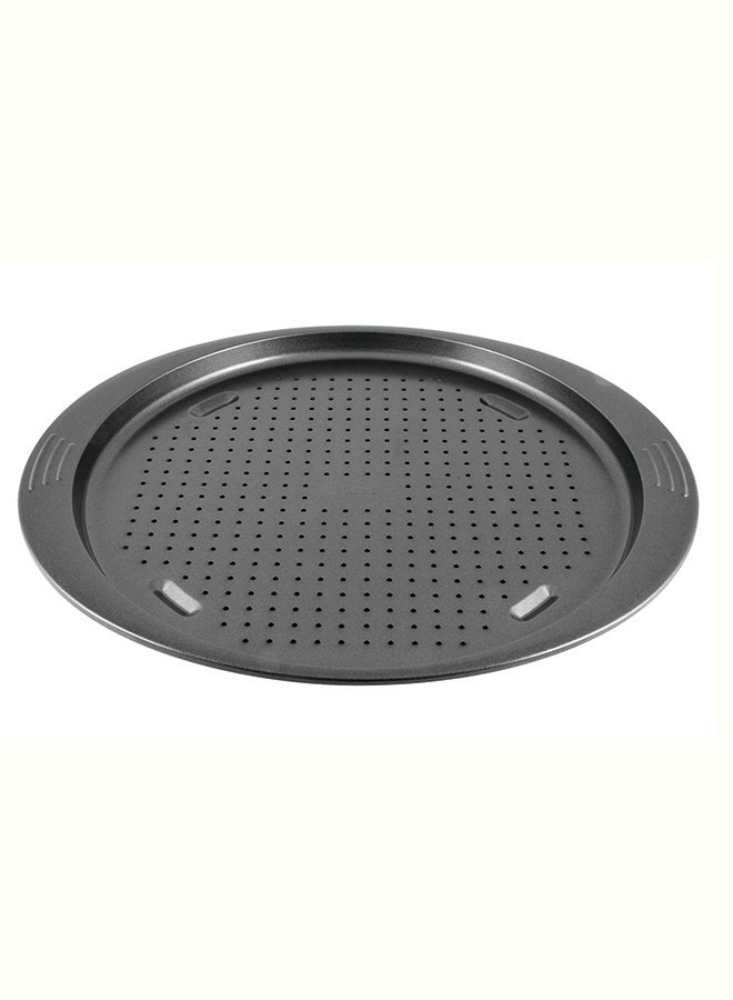 Easy Grip Perforated Pizza Baking Pan,Carbon Steel Dark Grey 34cm