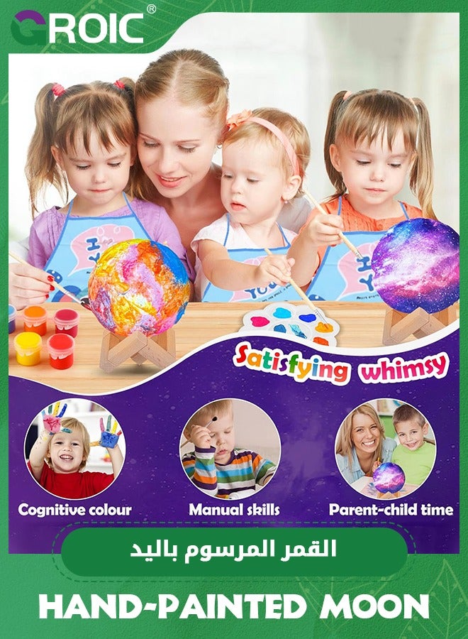 Paint Your Own Moon Lamp Kit, DIY 3D Moon Light Cool Galaxy Lamp,Arts & Crafts Kit Art Supplies for Kids, Arts and Crafts for Kids Birthday Gifts,Hand-painted DIY Planet Lamp