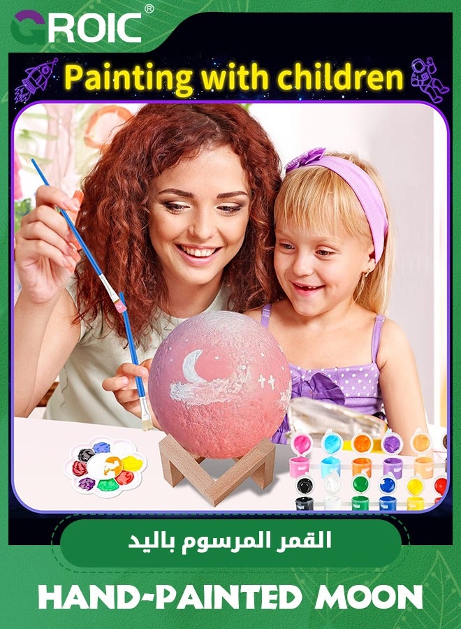 Paint Your Own Moon Lamp Kit, DIY 3D Moon Light Cool Galaxy Lamp,Arts & Crafts Kit Art Supplies for Kids, Arts and Crafts for Kids Birthday Gifts,Hand-painted DIY Planet Lamp