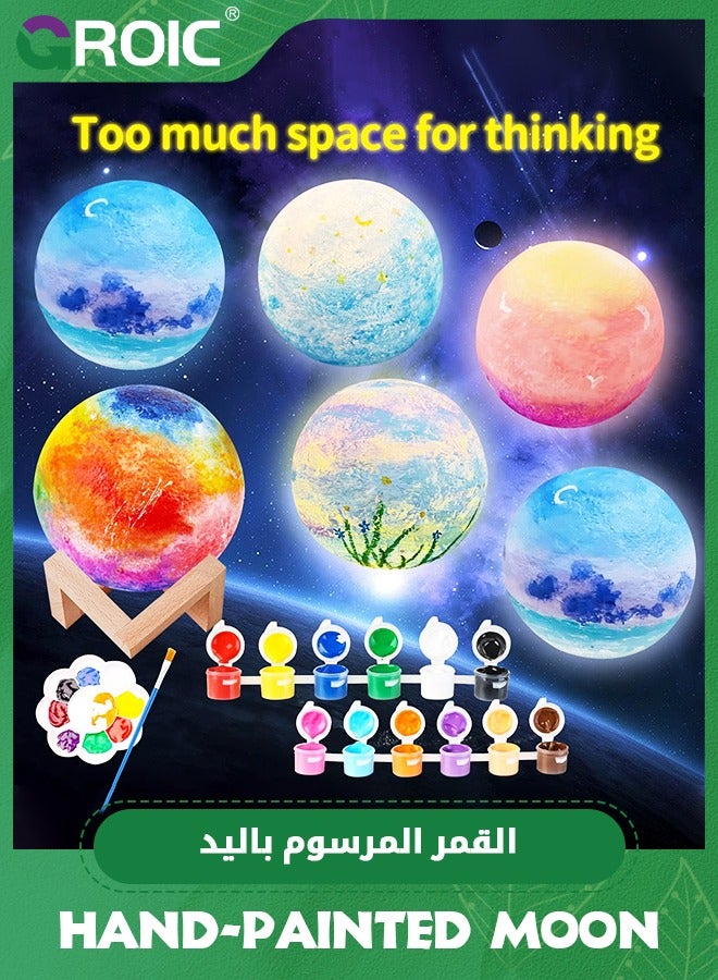Paint Your Own Moon Lamp Kit, DIY 3D Moon Light Cool Galaxy Lamp,Arts & Crafts Kit Art Supplies for Kids, Arts and Crafts for Kids Birthday Gifts,Hand-painted DIY Planet Lamp