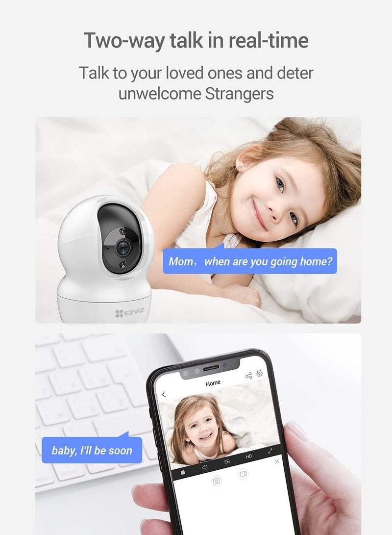 2K Baby Monitor Pan And Tilt Security Camera Indoor, Smart Night Vision, 2K Resolution, 360° Rotational Views, Smart Motion Tracking, 8x Digital Zoom, Two-Way Audio, H.265, Work With Alexa(CP1)