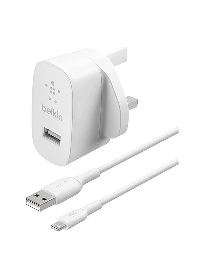 USB-A Wall Charger 12W With Lightning Cable 1m White