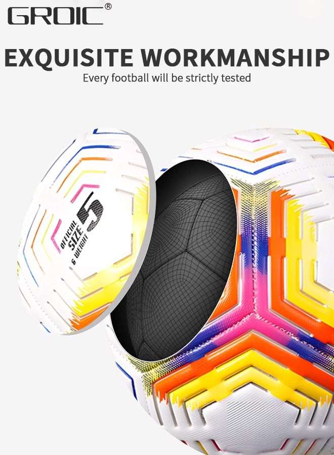 Soccer Ball Size 5，Football with Star Pattern Official Size Soccer Balls for Training,Playing,Waterproof Professional Outdoor Indoor and Match Balls