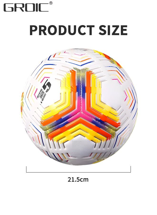 Soccer Ball Size 5，Football with Star Pattern Official Size Soccer Balls for Training,Playing,Waterproof Professional Outdoor Indoor and Match Balls